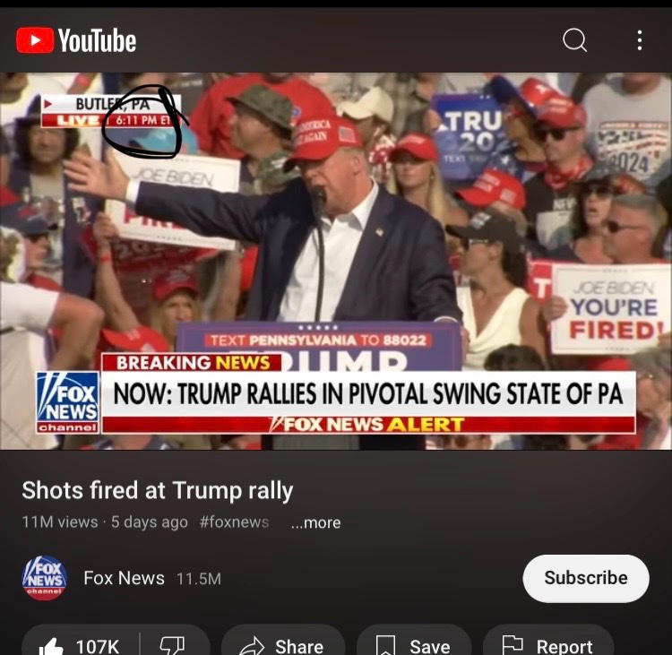 mirrortestedbot's tweet photo. The first supposed shot fired at Trump was at exactly 6:11:33 according to the major news timelines

Always same numbers during these major paradigm shifting historical events 

#11talk #33talk #611talk https://t.co/0KZBZcr31D