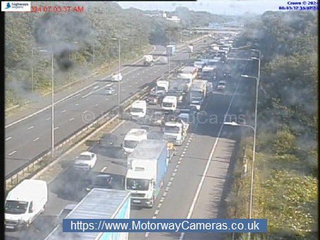 #M6 Southbound has two of four lanes CLOSED within J10 (Walsall / Wolverhampton) due to an accident - Road not expected to fully re-open before 09:30 - Latest @ Roadca.ms/84