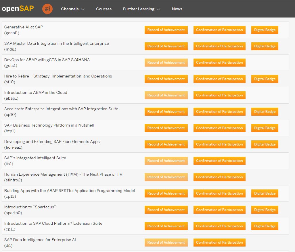 debugging_code's tweet image. Looking at my #openSAP profile, I've got 27 Record of Achievements in #openSAP. Thank you #opensap for delivering those courses throughout the years and obviously I enjoyed the content very much