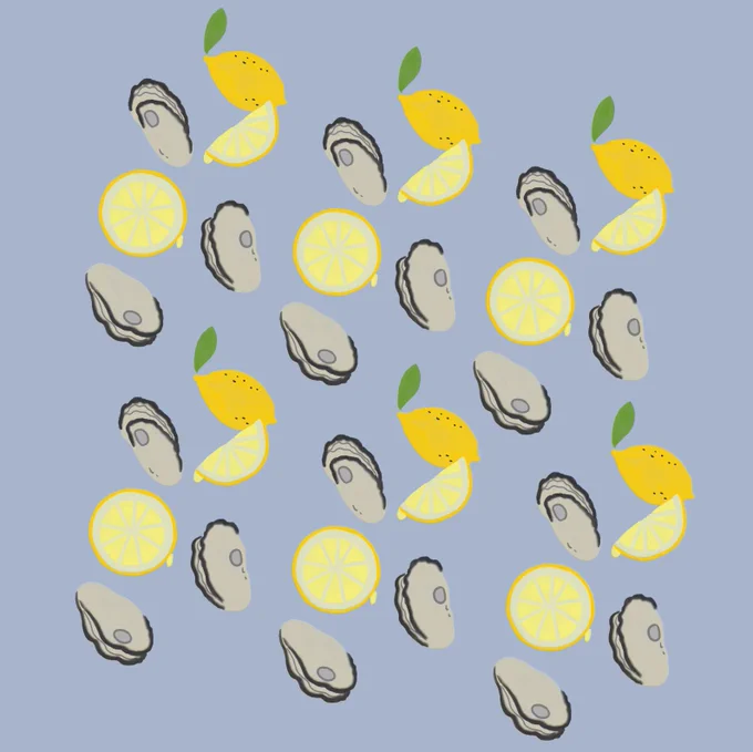 Oysters and lemon #illustration 