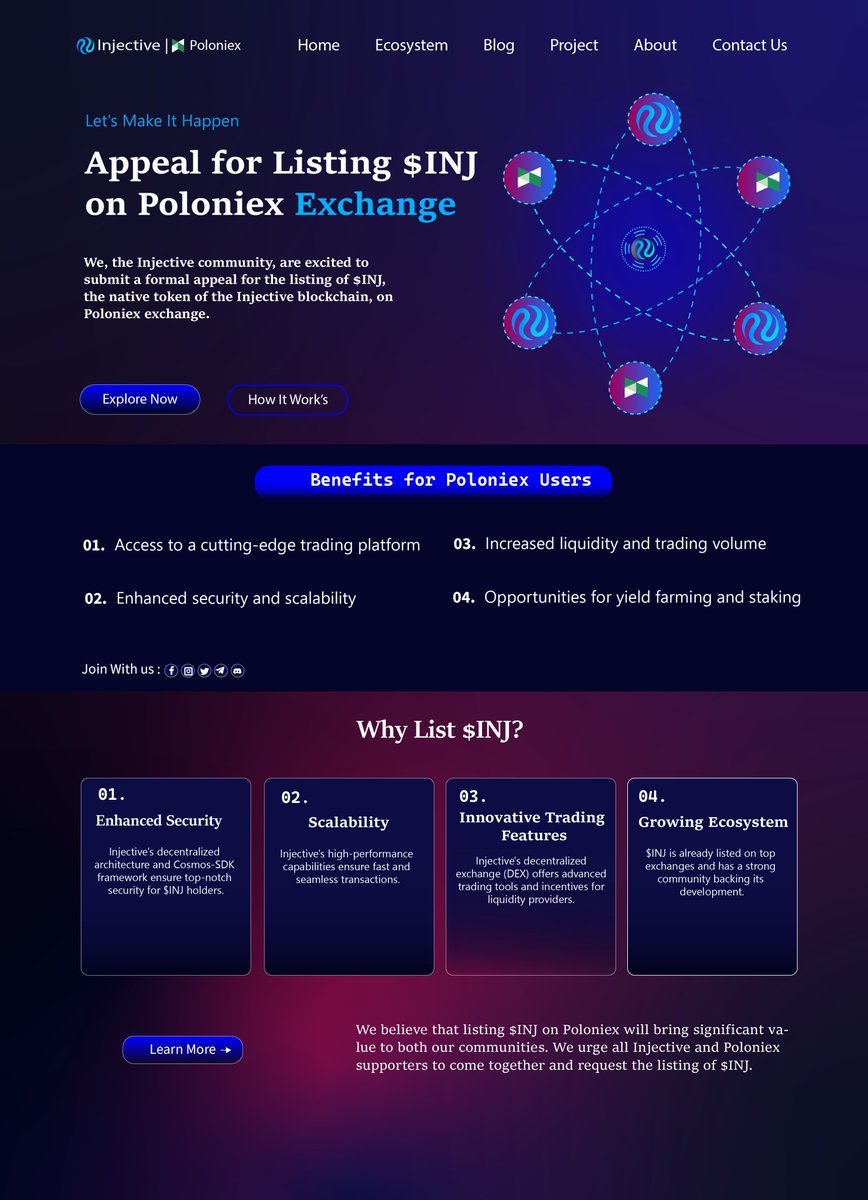 sourav_INJ's tweet image. Good afternoon Ninja&apos;s 🥷

We&apos;re requesting @Poloniex to list $INJ token!

This listing will:

- Boost liquidity &amp;amp; trading volume for $INJ
- Enhance visibility &amp;amp; credibility for Injective
- Unlock new use cases &amp;amp; partnerships for $INJ

Attract new users &amp;amp; investors to Poloniex.