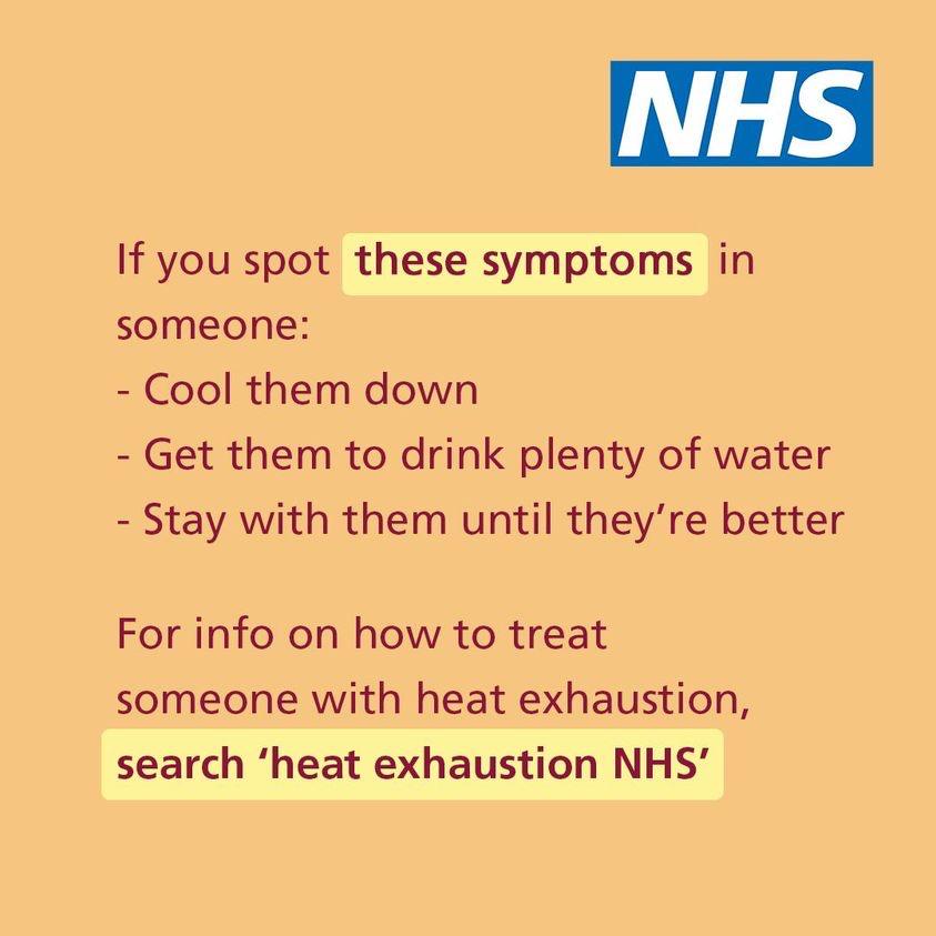 NHSEnglandLDN's tweet photo. As the hot weather continues in London this week, make sure you know the signs of heat exhaustion. ☀️

Heat can be dangerous for everyone, especially older people, young children and people with long term conditions. 

Find out more: https://t.co/5yNNiYoNGw https://t.co/TEc0jXGBjN