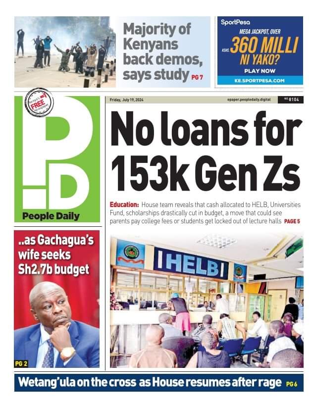magwaz3's tweet photo. State House is seeking reinstatement of Sh1.7 billion out of the Sh5 billion budget cut for the First Lady's office yet they are denying 153k Gen Zs HELB loan. Tukutane 23rd July. https://t.co/aKYIP2RpJA