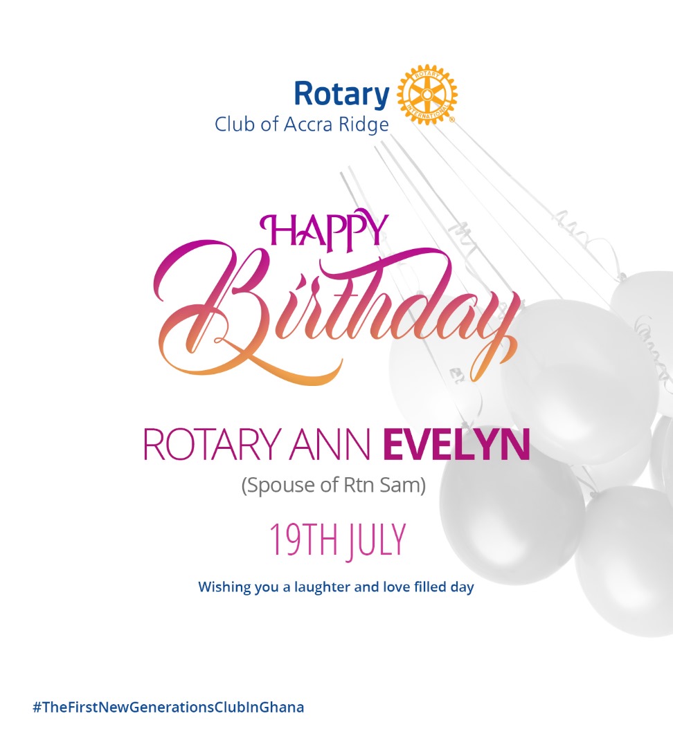 rcaridge's tweet photo. Happy Birthday to you Rotary Ann Evelyn, enjoy your day.
#TheFirstNewGenerationsClubinGhana #rotarydistrict9104 #rotaryinternational #ServiceAboveSelf https://t.co/TQqvQdo0Q8