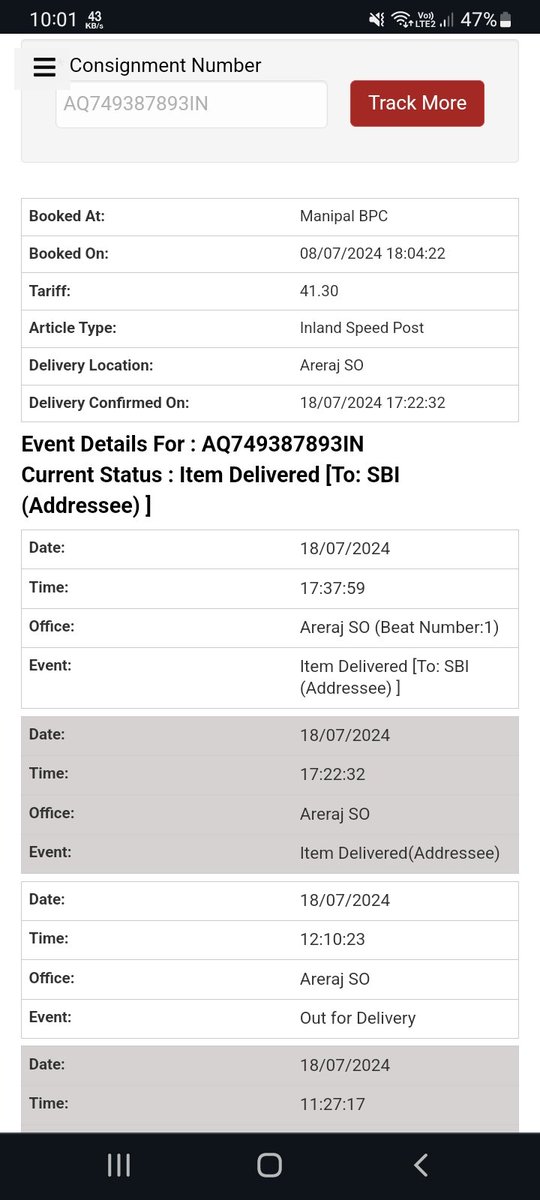 ANKIT161095's tweet photo. @IndiaPostOffice Please find this article where is delivered and who have received this article . I don't get it. https://t.co/NCNOeDRP1z