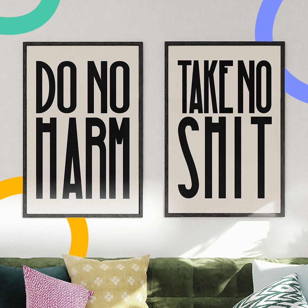 // NEW // NEW // NEW // Do No Harm, Take No Shit Art Print set, available now!
milkandone.etsy.com/uk/listing/174…
#SmallBusiness #Etsy