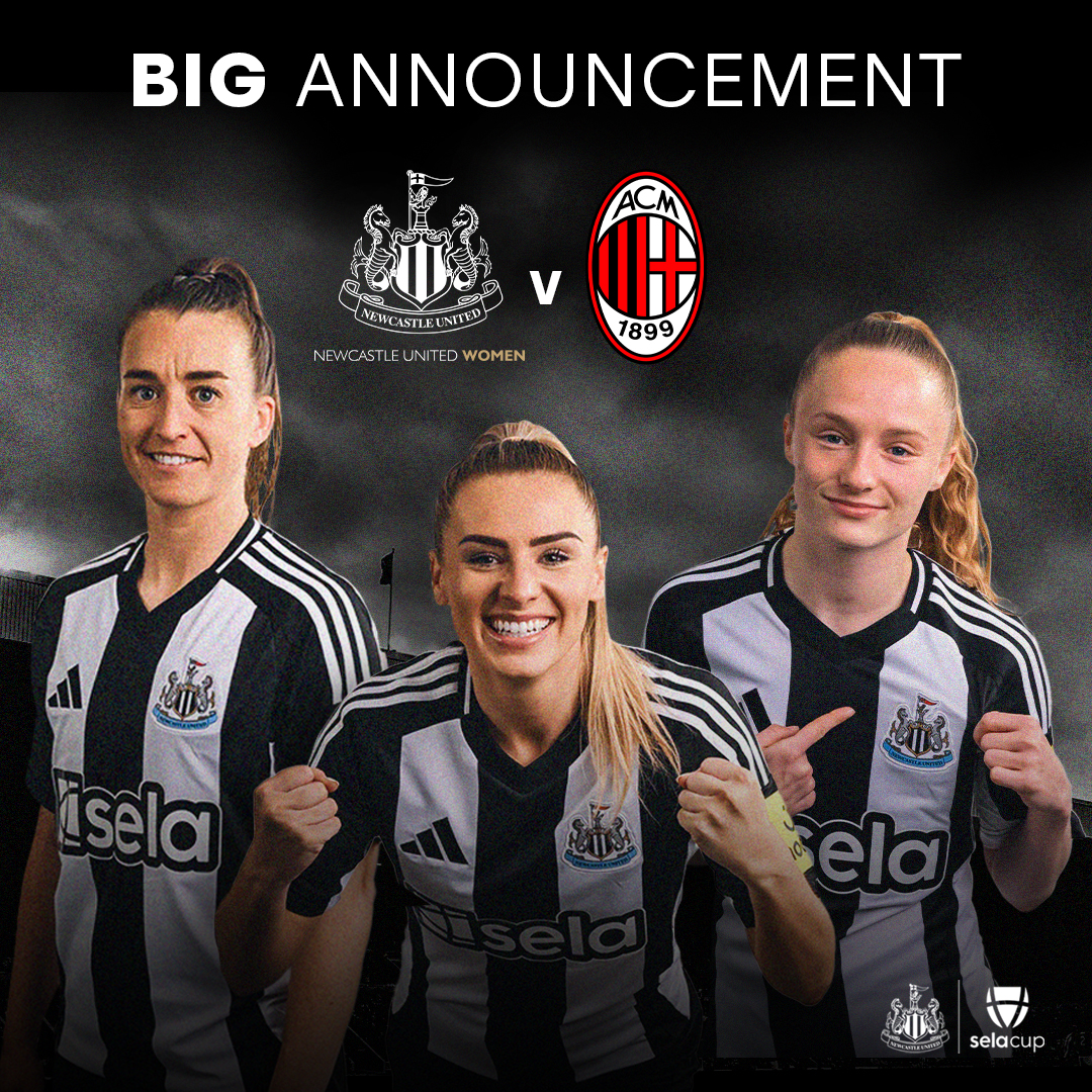 NUFCWomen's tweet photo. AC Milan Women head to SJP for the Sela Weekender! 🙌🏆

Our lasses will take on the Serie A side before the men face off against Stade Brestois on Saturday, 10 August. 

Secure your seats now. ⤵️🎟️