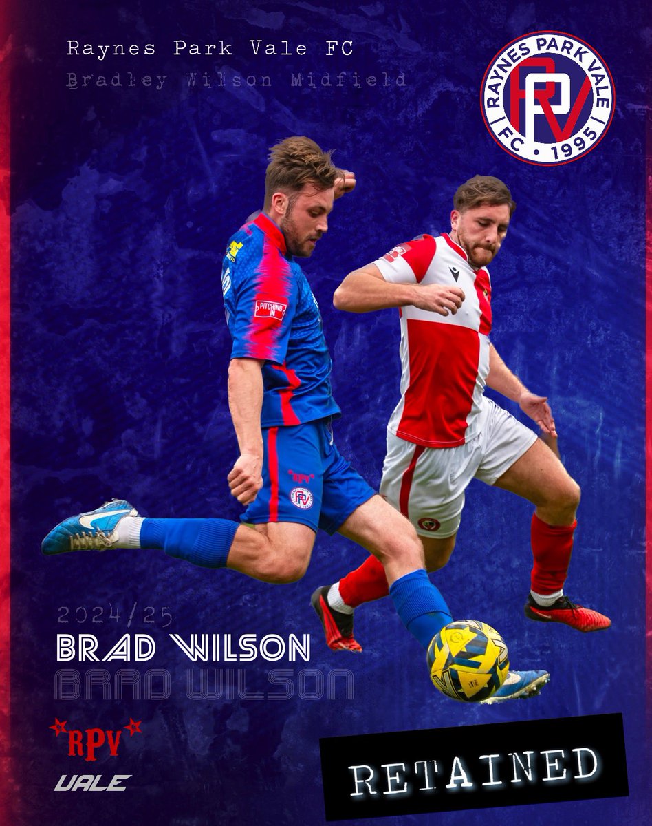 🔵🔴 Bullet time precision. Calm on the ball attacking midfielder Brad joined the Vale from Chipstead late last season playing 10 games. 
Looking 4ward to seeing Brad’s 1st full season at RPV as part of manager Josh Gallagher’s most eclectic squad. Bradley Wilson.Retained 2024/25
