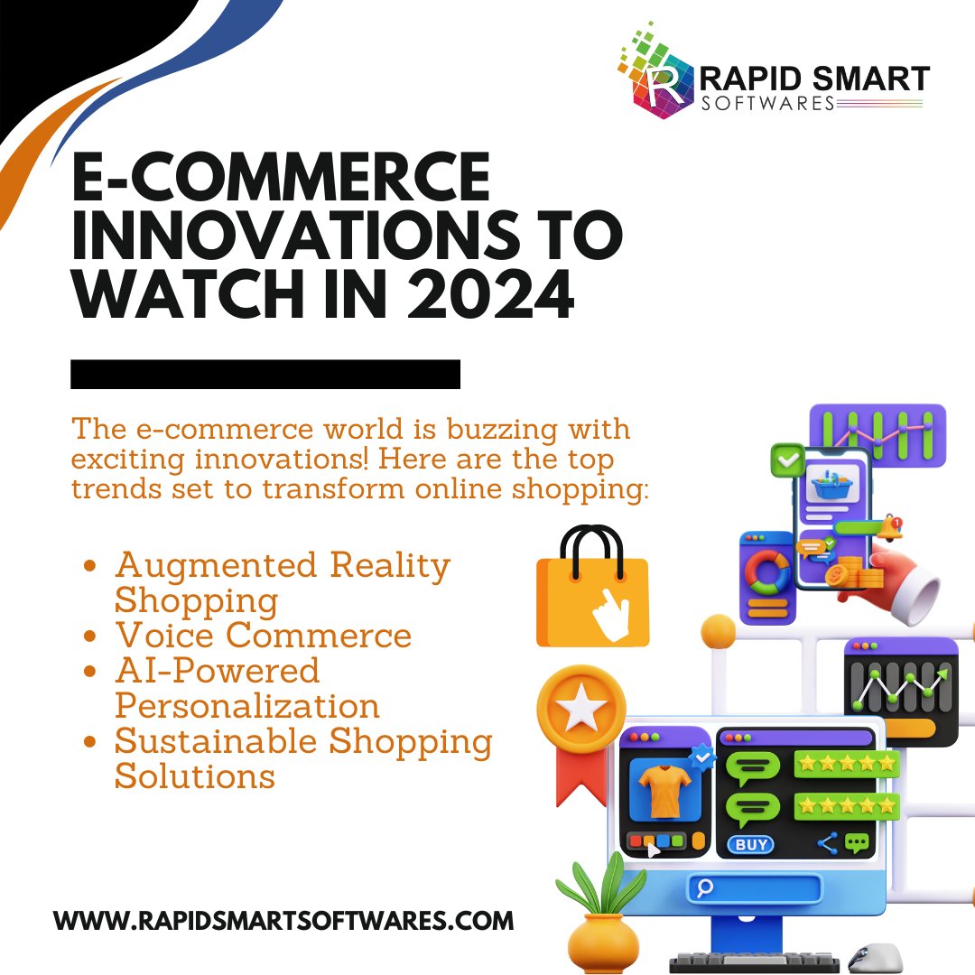 Explore the e-commerce innovations of 2024! #Ecommerce2024 #OnlineShopping #EcommerceTrends #AugmentedReality #VoiceCommerce #AIPersonalization #SustainableShopping #FutureOfShopping #RetailTech #Innovation2024 #DigitalCommerce #RetailTrends #ShoppingTech #EcommerceSolutions