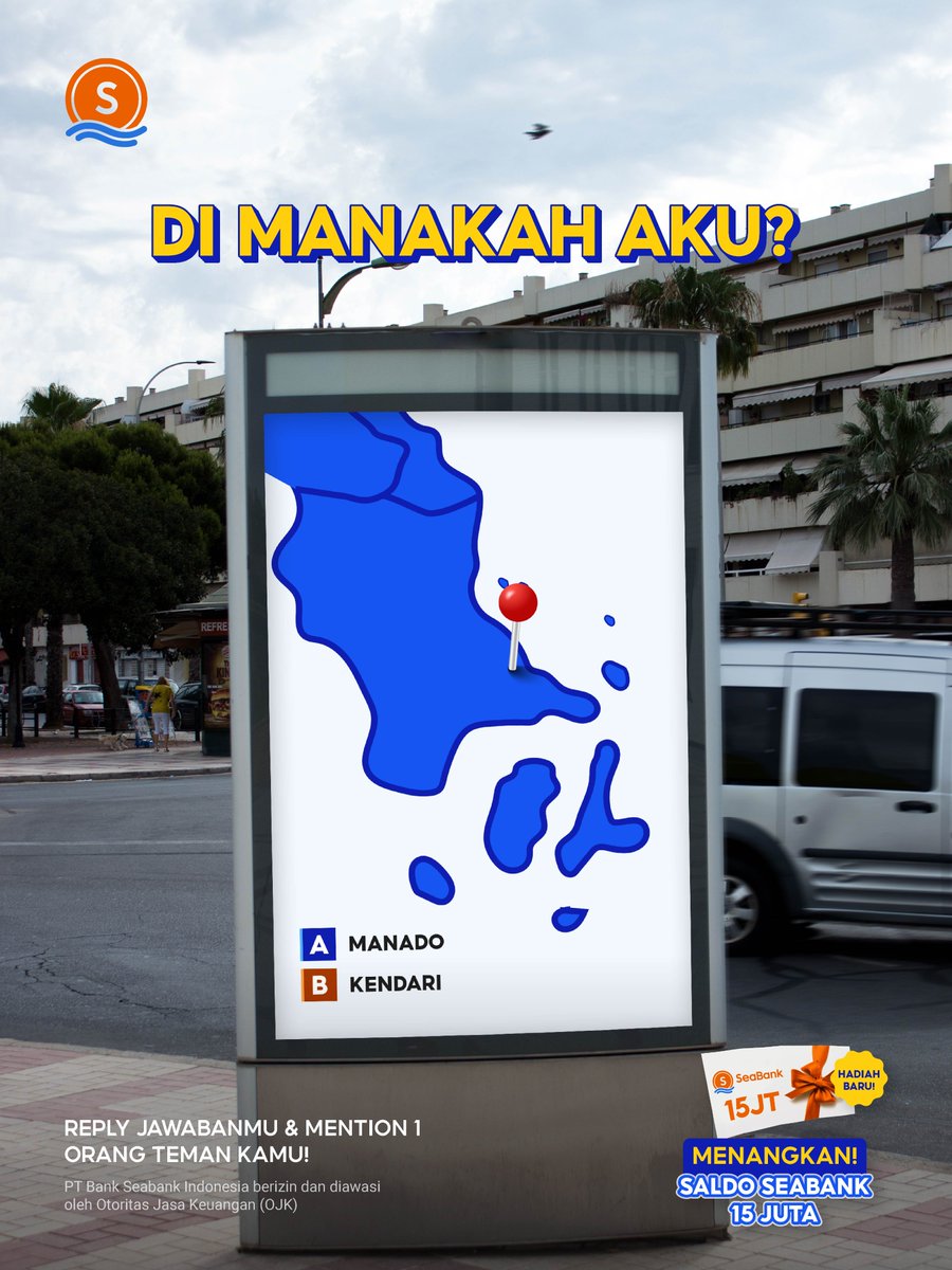 SeaBankID's tweet photo. 🗺️DI MANAKAH AKU?🗺️

Buruan bawa pulang kesempatan menangin SALDO 15 JUTA dengan cara FOLLOW @SEABANKID dan jawab pertanyaan ini!😆

REPLY JAWABANMU (A/B) &amp; MENTION 1 ORANG TEMAN KAMU! https://t.co/TSMz8EzaZE