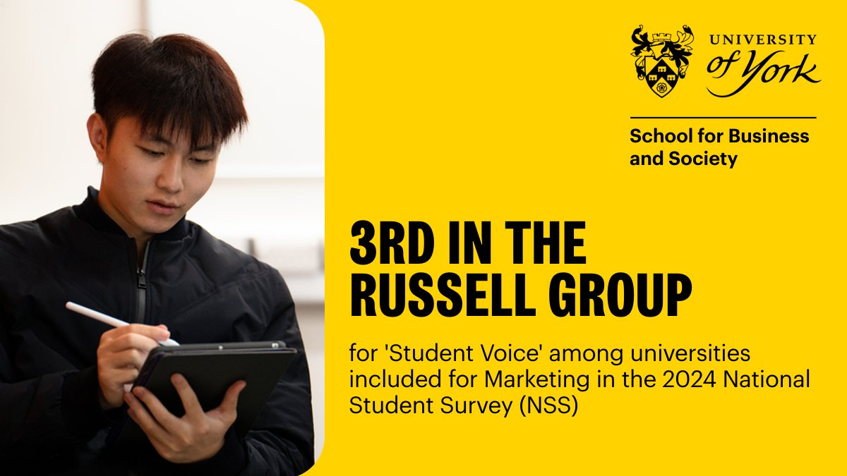 UoY_SBS's tweet photo. Wonderful news to end our week 👏

The @nss_ipsos results are out and for Marketing we placed:

🏆 =2nd in the UK for 'Organisation and Management'
🏆 4th in the UK for 'Academic Support'
🏆 3rd in the @RussellGroup for 'Student Voice'

🔗 Read our story: https://t.co/uH2DGLrh1d https://t.co/Z72vyBOCUo