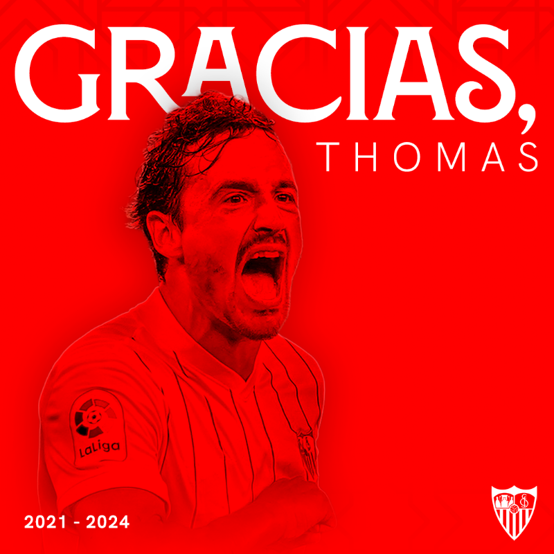 SevillaFC's tweet photo. 🤝 Acuerdo para la rescisión de contrato de Thomas Delaney.

¡Muchas gracias, Thomas!

#WeareSevilla