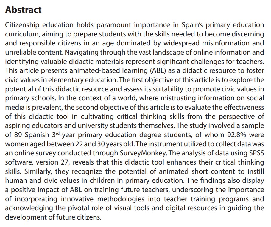 AC_ASP_'s tweet image. 🌟New #Research: Fostering #civic values through short animations: A didactic resource for elementary students
🖊️Authors: Rocío González-Andrío Jiménez et al. @urjc
Read it here #OpenAccess: doi.org/10.36922/ac.28…