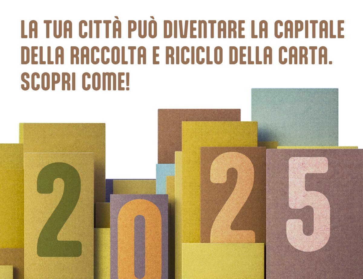 AAA #Capitale del #riciclo #carta e #cartone 2025 cercasi. Se pensi che la tua città abbia le carte in regola, dal 7 al 13 aprile 2025, potrebbe essere la Capitale della V edizione della #PaperWeek. Candidature aperte fino al 31/10/24. Tutte le info qui l1nq.com/h30cc