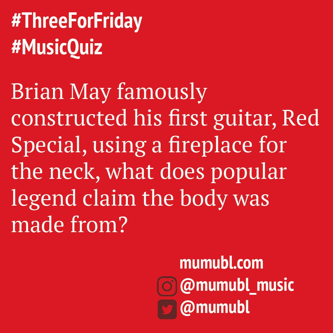 Mumubl's tweet photo. Today we wish a happy 77th birthday to curly haired rock god and Queen guitarist Brian May @brianmayforreal so how better to do it here than a #threeForFriday #music #quiz. Let's see how you get on with this on, let us know in the comments https://t.co/UYPCjwNYrH