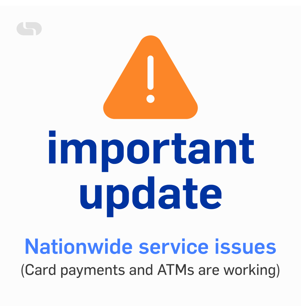 CapitecBankSA's tweet photo. Due to an unexpected issue with an international service provider, we are currently experiencing nationwide service disruptions.
Note: Card payments &amp; Capitec ATMs are working &amp; your account remains secure.
We're resolving the matter asap. We apologise for the inconvenience. https://t.co/u8rfg2rIyT