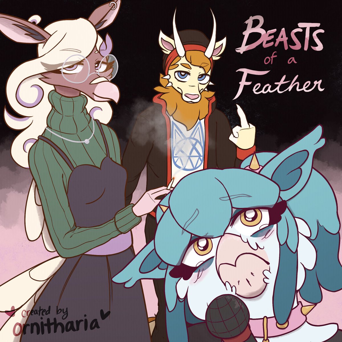 ornithari_'s tweet photo. so I'm creating a comic series! "Beasts of a Feather" is about three creatures from different backgrounds connecting with each other due to their shared mental health issues. Together they try their best to face all the negativity in the world.
Coming soon!

#originalcharacters https://t.co/t33g0tXS8W