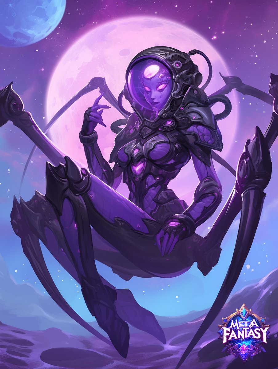 Name: Lunar Spider Queen • Araknia 🕷️🌕 

Origin
In the distant future, humanity has conquered most of the planets in the solar system 🌌. However, deep within the moon, an ancient secret was uncovered—a long-sleeping entity, the Lunar Spider Queen Araknia 🕸️. She is a
