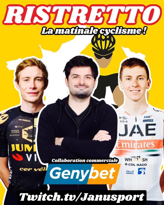 Janusport's tweet photo. 🚴‍♂️ 10x10€ de freebets à gagner

🏆 Qui remporte la 19ème étape du #TDF2024  ?

♥️ RT + follow @Janusport &amp; @Genybet_Sport 

🎁 10€ de freebets sport + 20€ hippiques + bonus max + accès au Discord à vie : https://t.co/KB3rEla49Q

⚠️ Fin du jeu à 16h00 ⚠️ https://t.co/08jUQeuUQK