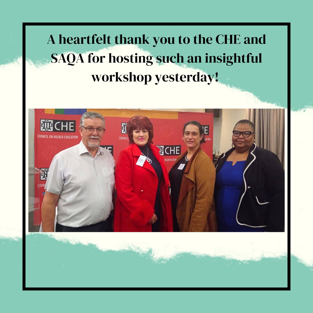 appetd's tweet photo. A heartfelt thank you to the CHE and SAQA for hosting such an insightful workshop on 18.07.2024! 

Acting CEO Ria Walshe, Operations Manager Nadia Potgieter, SAQA Senior Manager Japie Nel, and CHE Manager Dr. Phumzile Dlamini. https://t.co/2rLHor3MEV