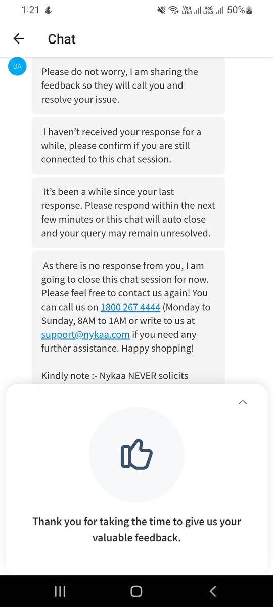 iamrichajoshi's tweet photo. @MyNykaa UNPROFESSIONAL guy named DAKSHIT didn't wait for response for a second &amp; was replying in hours. And closed the chat. Shameless boy doesn't know how to address a customer. Cheap behavior https://t.co/A1Zfc0AtFF