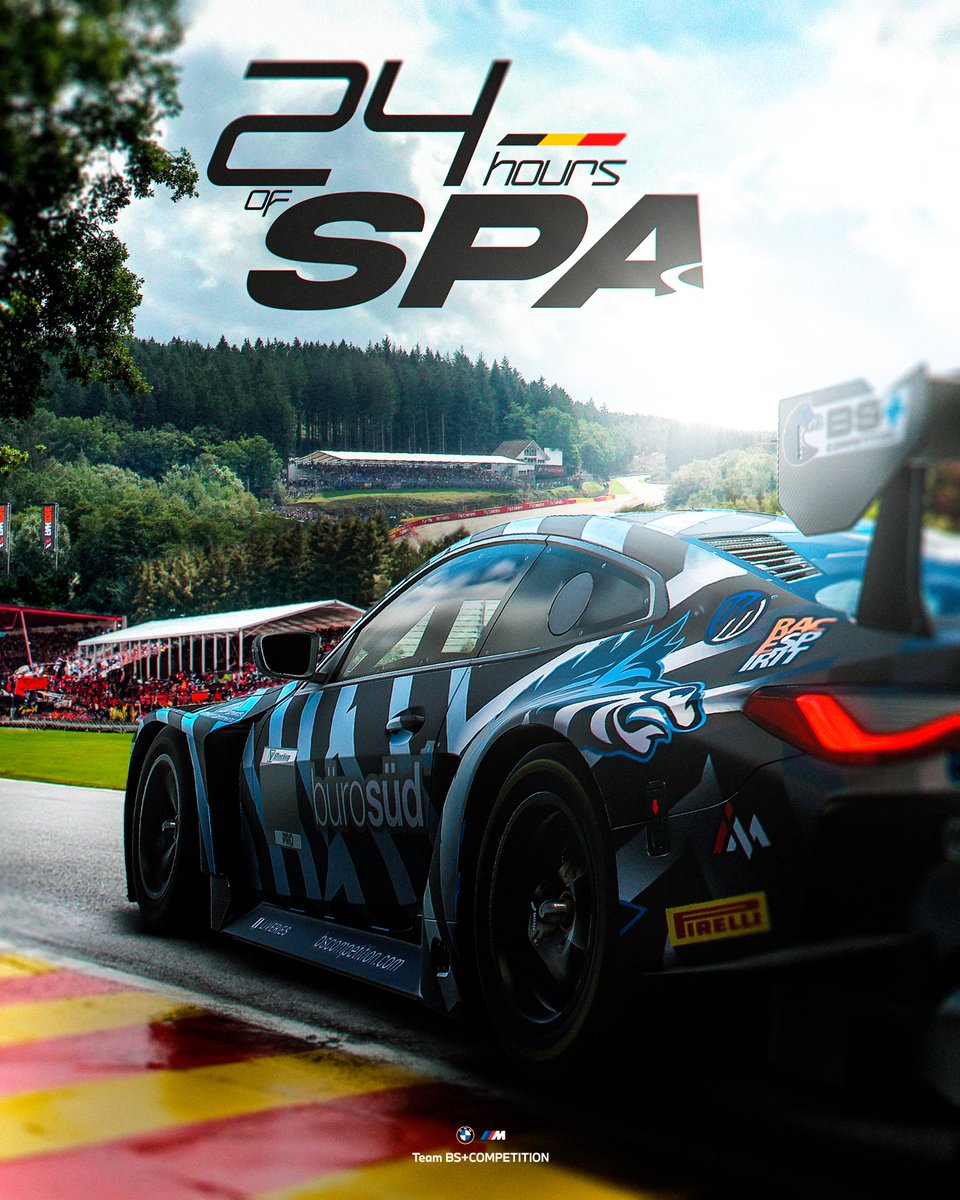 The 🦓 returns to Spa this weekend!

#𝟖𝟗 𝘽𝙈𝙒 𝙈 𝙏𝙀𝘼𝙈 𝘽𝙎+𝘾𝙊𝙈𝙋𝙀𝙏𝙄𝙏𝙄𝙊𝙉
Phil, Rainer, Ryan

#𝟏𝟎 𝙈𝘼𝙃𝙇𝙀 𝙍𝘼𝘾𝙄𝙉𝙂 𝙏𝙀𝘼𝙈
Elias, Felix, Oskari, Sebastian

#𝟗𝟔 𝘽𝙎+𝙏𝙐𝙍𝙉𝙀𝙍
Daniel, Jonas, Nils, Lucas

#BSCOMPETITION | #iRacing | <a href="/BMWMotorsport/">BMW M Motorsport</a>