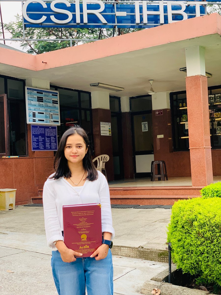 Sar33ka's tweet photo. Achieving a PhD has been a long-held aspiration of mine😇 
I am happy (&amp; relieved!) to share that I have successfully defended my viva voce examination for the award of PhD degree at @AcSIR_India  on July 16, 2024, at @CSIR_IHBT. Always grateful to @RakshakKumar, family &amp; friends https://t.co/RQ7EjQ4ymW