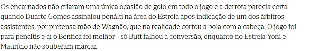 zpedro_10's tweet photo. @zerozeropt @pedrojscunha @ruimtovar https://t.co/OA5JkGufep - @ruimtovar tinha razão, como sempre. O jogo ficou 4-5 para o Benfica, sendo que Butt falhou um, mas o Estrela falhou dois. :) https://t.co/t7zBxM3CCQ
