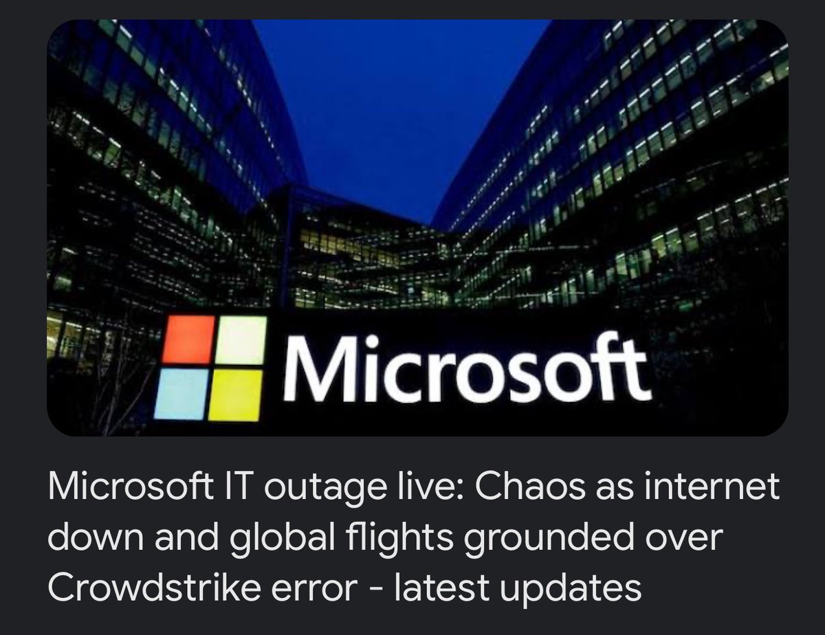 kurdo722's tweet photo. Bill Gates' Microsoft has gone down across the world.

This is why we have to fight Digital ID and the cashless society. #outage #Global it #skynews #Microsoft #UK Banks are down ! No to Digital ID No to Cashless society https://t.co/XfVCqvGUam