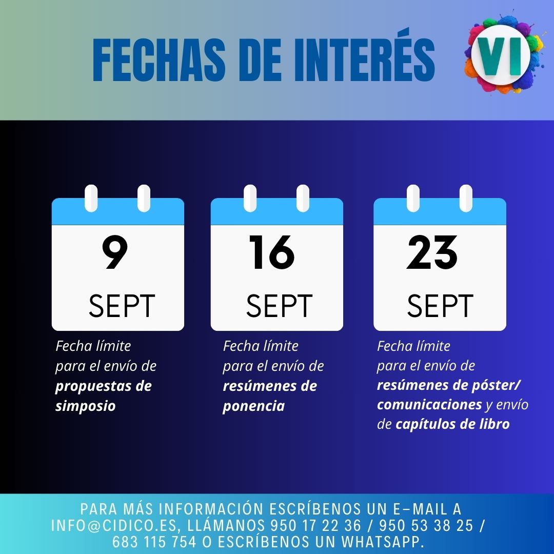 cidico's tweet photo. FECHAS DE INTERÉS más próximas del #VICIDICO 🗓️ ¡Coordina un simposio o participa como ponente en un simposio libre! Envía tu póster, comunicación y/o capítulo de libro 📚 ¡Elige en que Editorial quieres publicar tu capítulo: Asunivep o Dykinson!
👨‍💻 https://t.co/o6su4h30gG https://t.co/ryAsPX14fm