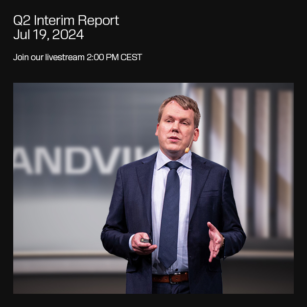 We will be live at 02:00 PM CEST. Join our President and CEO Stefan Widing as he presents the Q2 2024 Interim report. go.sandvik/1Bx