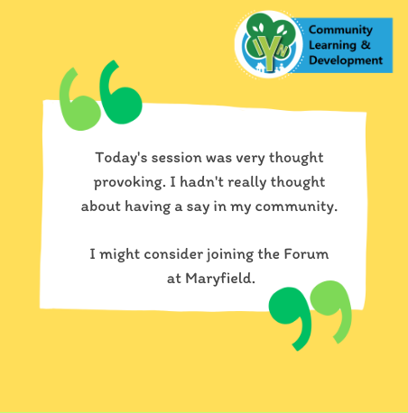 CLD work with individuals and groups across the city, helping them to make changes in their lives and for their communities. #BecauseOfCLD #FeedbackFriday