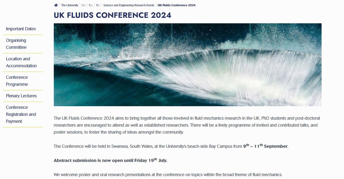Prof Ben Evans (@drbenevans) on Twitter photo It is the final day for submitting abstracts to this year's <a href="/UKFluidsNetwork/">UK Fluids Network</a> conference, taking place at <a href="/SwanseaUni/">Swansea University</a> from 9th - 11th September: swansea.ac.uk/science-and-en… It is the final day for submitting abstracts to this year's <a href="/UKFluidsNetwork/">UK Fluids Network</a> conference, taking place at <a href="/SwanseaUni/">Swansea University</a> from 9th - 11th September: swansea.ac.uk/science-and-en…