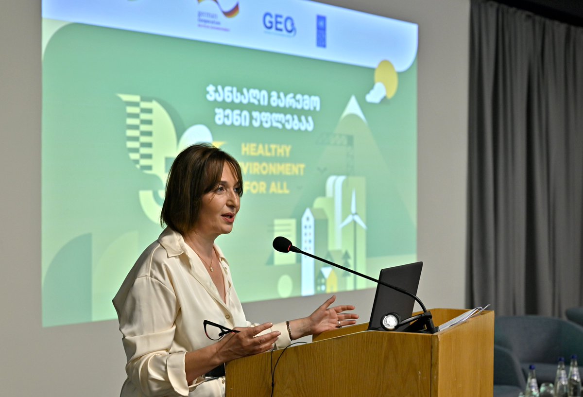 UNDPGeorgia's tweet photo. An incredible lineup of speakers discusses ways to improve access to #EnvironmentalJustice in Georgia.

At the recent forum, w/ @GermanyDiplo, we joined forces with civil society, experts, legal professionals to advocate for the right to a clean &amp; healthy environment.

#RuleOfLaw https://t.co/4StQbWJxPO