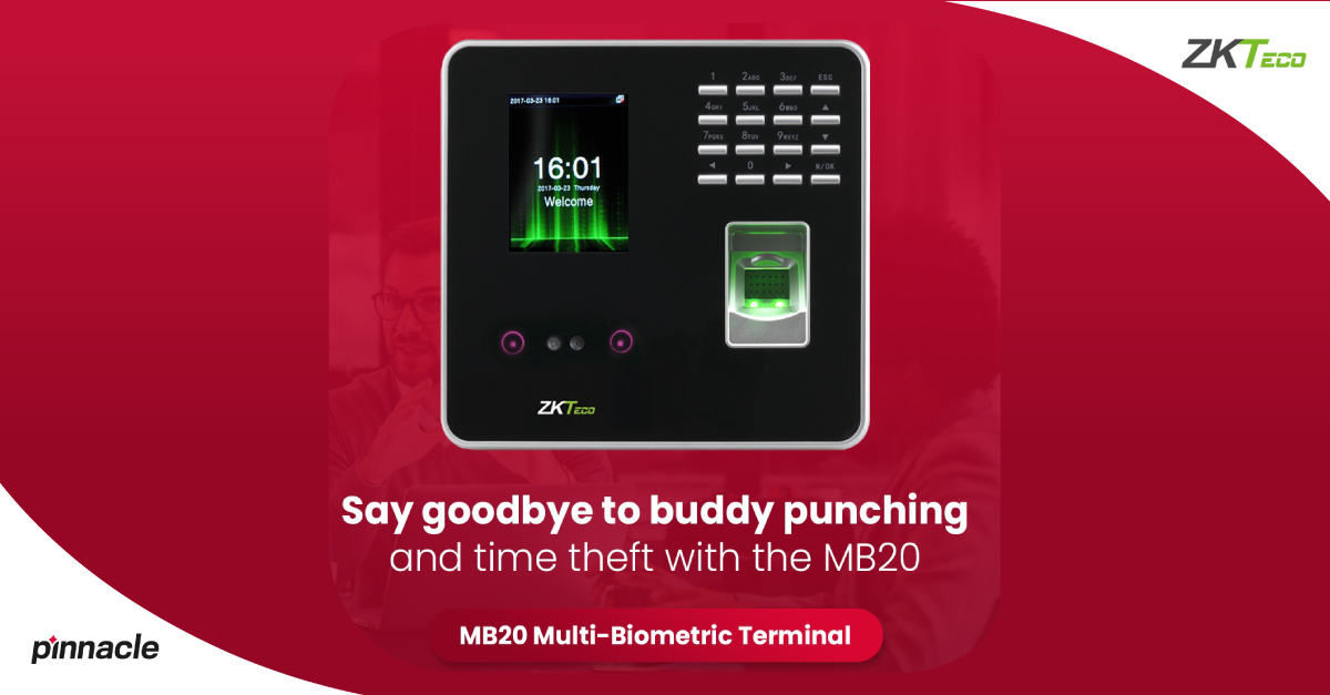 Pinnacle_ICT's tweet image. Simplify employee clocking in and out with MB20! 

This multi-biometric time and #attendancedevice ensures accurate records and eliminates buddy punching. Boost productivity and accountability in your workplace!

Visit pinnacle.co.za/brands-manager… for more information.

#zkteco