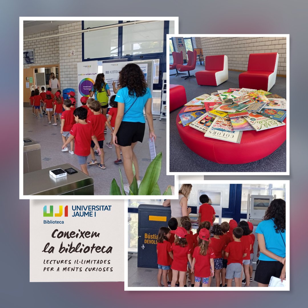 BibliotecaUJI's tweet photo. La biblioteca UJI s'ha omplit de mini exploradors de l'Escola d'Estiu! 📚👧👦 Entre contes i rialles han descobert que els llibres són portals màgics a mons increïbles. 🧙♂️🌍📖
#PetitsLectors https://t.co/UvmtP0nxA9