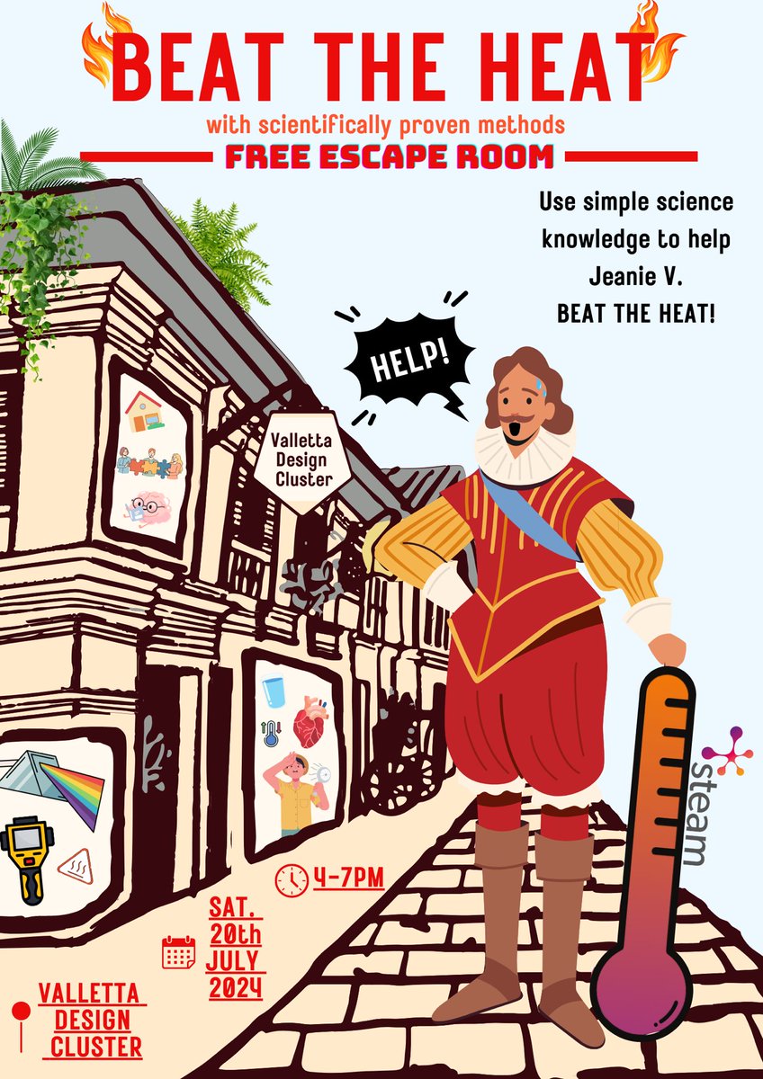 steam_school's tweet photo. IT'S HERE! 🌟

Join our FREE escape room event, 🔥BEAT THE HEAT🔥.

Explore the science of cooling with AC and free ice cream!

Escape attempts at 4, 5, and 6 PM. Arrive 10 mins early to save Jeanie V. 

Walk-ins welcome, or get free tickets on Eventbrite.

STAY COOL! 😎 https://t.co/lz7HAef3Z0