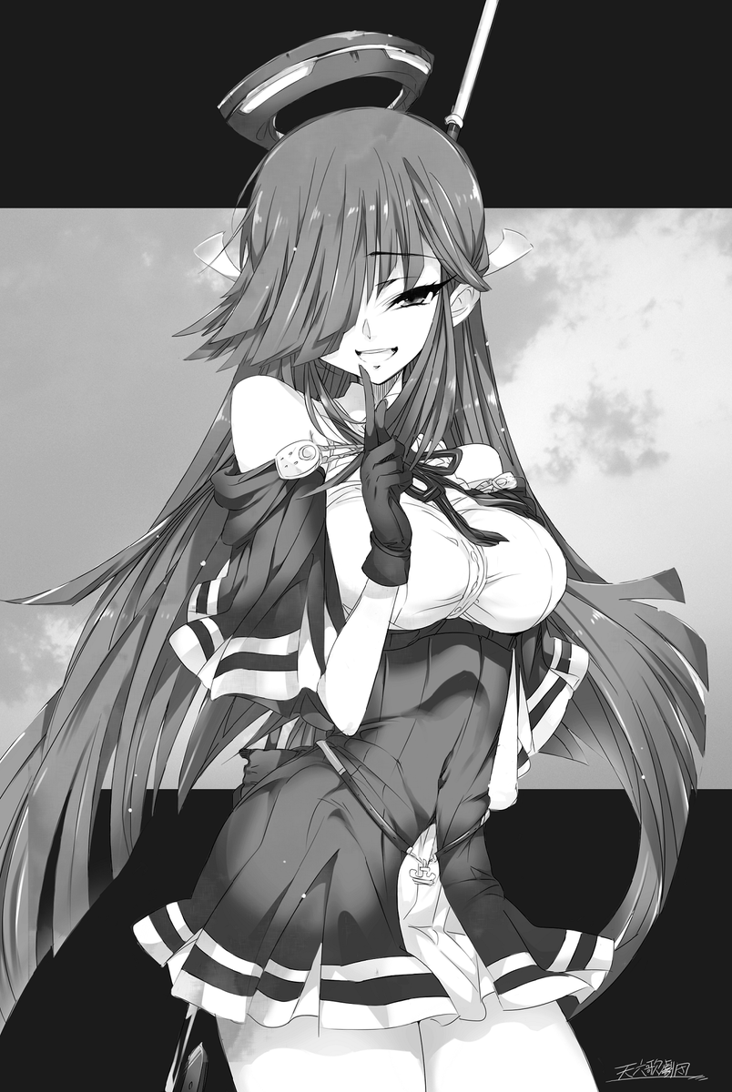 和服が似合いそうな黒髪ロング美人、ぱっつん、綺麗なツリ目、そして凛とした見た目に反した面白い性格、、、これらの属性が好きな自分にはライトオちゃんちゃんはストライク過ぎるw
#艦これ #早霜 