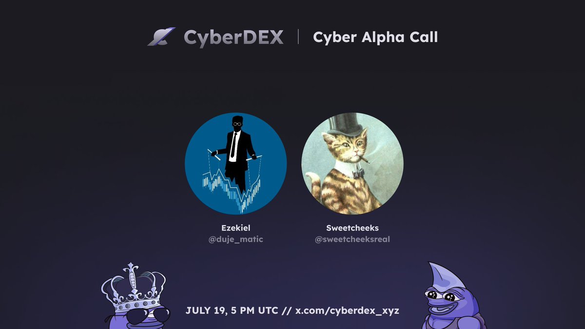 cyberdex_xyz's tweet photo. New Cyber Alpha Call is here! 🚨     

Join us today to explore market trends and unlock alpha with great speakers and special guests!       

17:00 UTC Today on @cyberdex_xyz Twitter Spaces with @duje_matic and @SweetcheeksReal https://t.co/lJz6HLJNOn