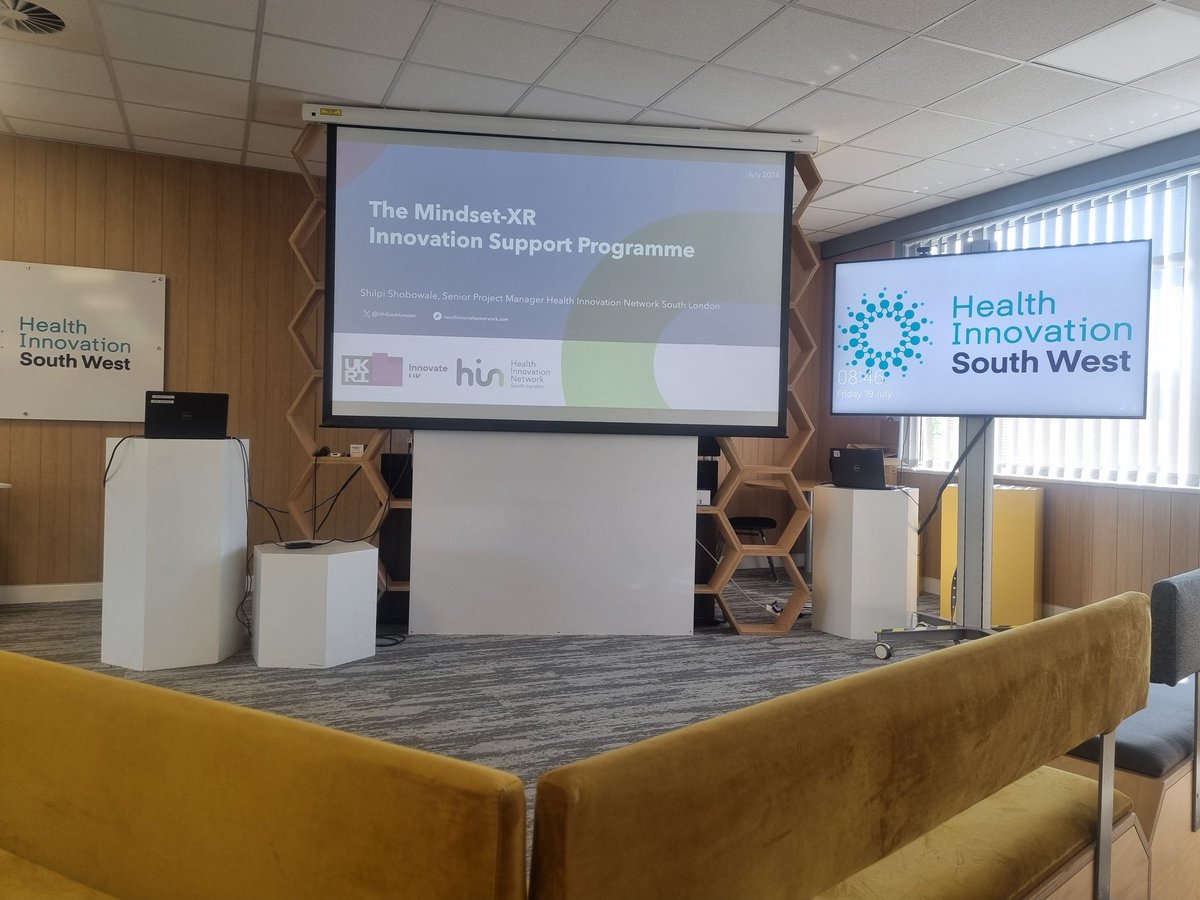 All set up and ready to welcome everyone to the final leg of the #MindsetXR 2024 roadshow in sunny Exeter hosted by <a href="/HealthInSW/">Health Innovation South West</a> with <a href="/innovateuk/">Innovate UK</a> <a href="/shilpishobs/">Shilpi</a> <a href="/HINSouthLondon/">Health Innovation Network South London</a> and multiple XR innovators 😎