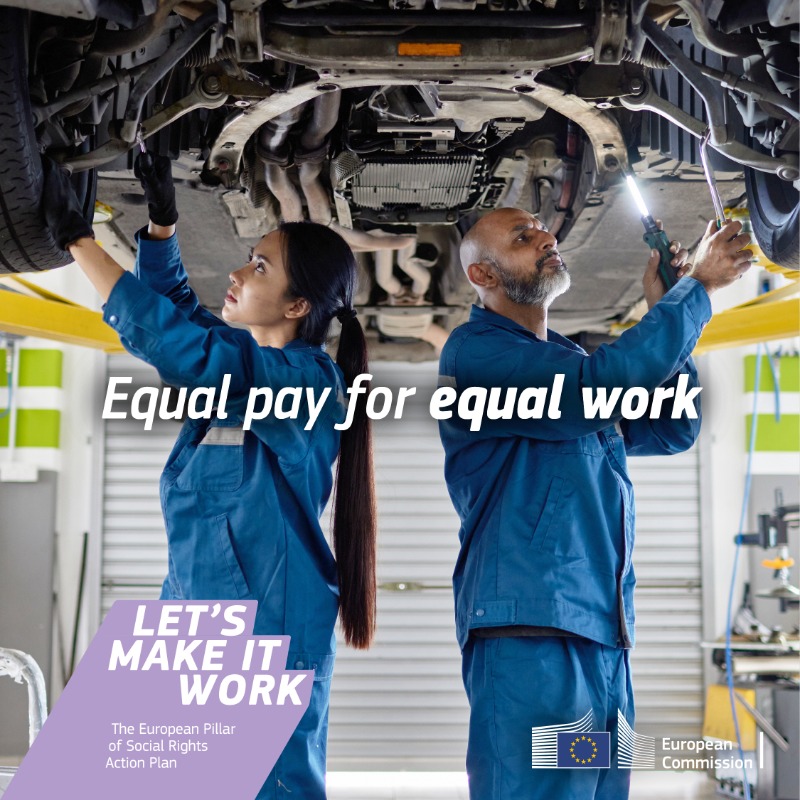 EU_Social's tweet photo. There is no place for pay discrimination in Europe.

No matter who you are, you have the right to be treated equally. If you’re doing the same work as a colleague, you should be paid the same amount.

Discover how the EU helps workers get a fair deal ⬇️ 

#MakeItWork