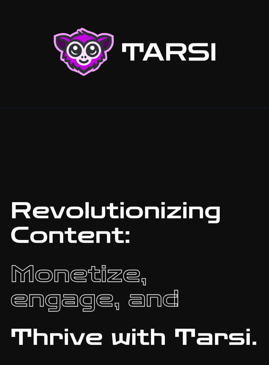 tarsiapp's tweet photo. One word: $TARSI.

Did you test our Social-Fi platform yet? You can get free $TARSI from our airdrop allocation.

Create an account now &amp; explore the $TARSI universe: 
https://t.co/DY7yGo4iIf https://t.co/4ZgJeh56LR