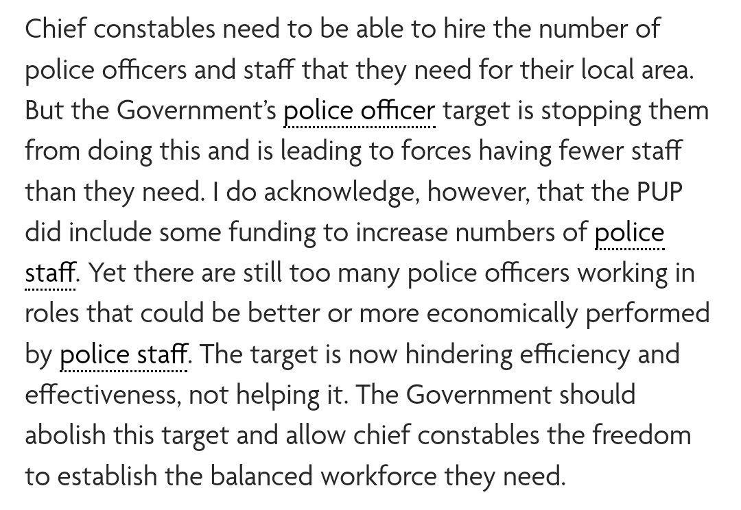 gmhales's tweet photo. Andy Cooke calls for govt to abolish targets for officer numbers, allowing forces to recruit more police staff - including because a more balanced workforce would be more efficient. #policeworkforce https://t.co/kWVm60Szim