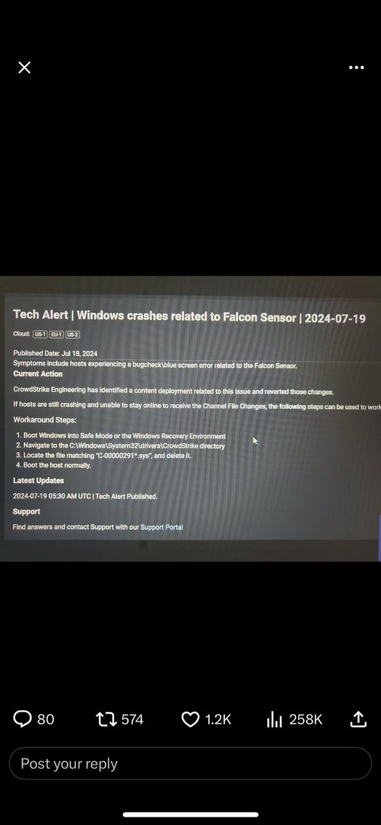 Cameron_akey's tweet photo. Hey @FAANews start sending this workaround to all airports already so we can go home!!! #airlines #airports #CrowdStrike #GlobalBSOD https://t.co/xU0AoYylC0