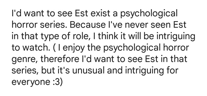 aeiluvitp's tweet photo. Day 5 : Is you want to see series That (Est) plays in what role do?

That's in my opinion : 

#7DaysWithEST #est_rvp 🐬 https://t.co/0JuhbDVwYf