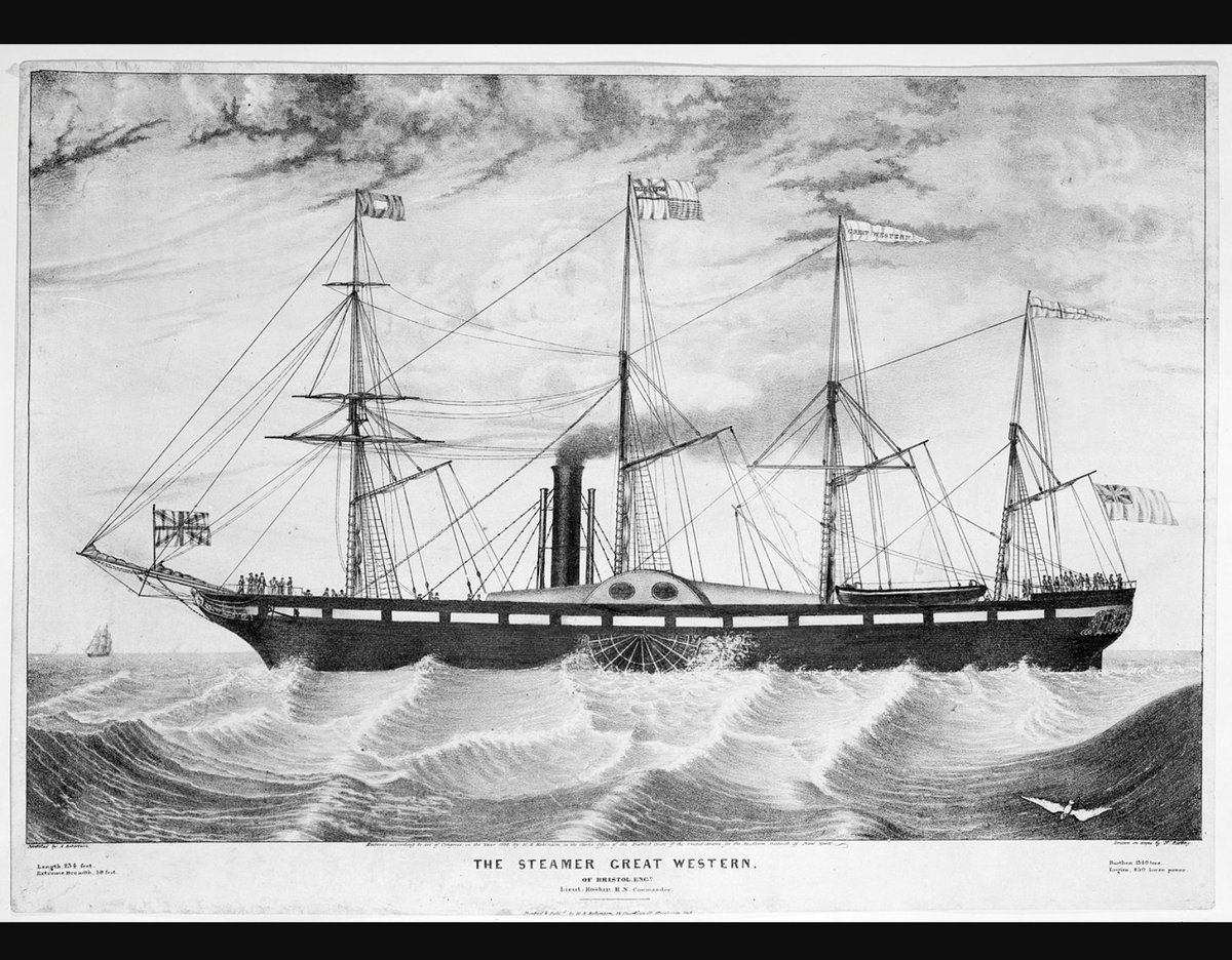OTD 19July 1837 Launch of SS Great Western
A wooden-hulled paddle-wheel steamship &amp; 1st steamer purpose built for crossing the Atlantic

19July 1843 Launch of SS Great Britain
Equipped with a single propeller,the 1st iron steamer to cross the Atlantic
Both designed by #IKBrunel