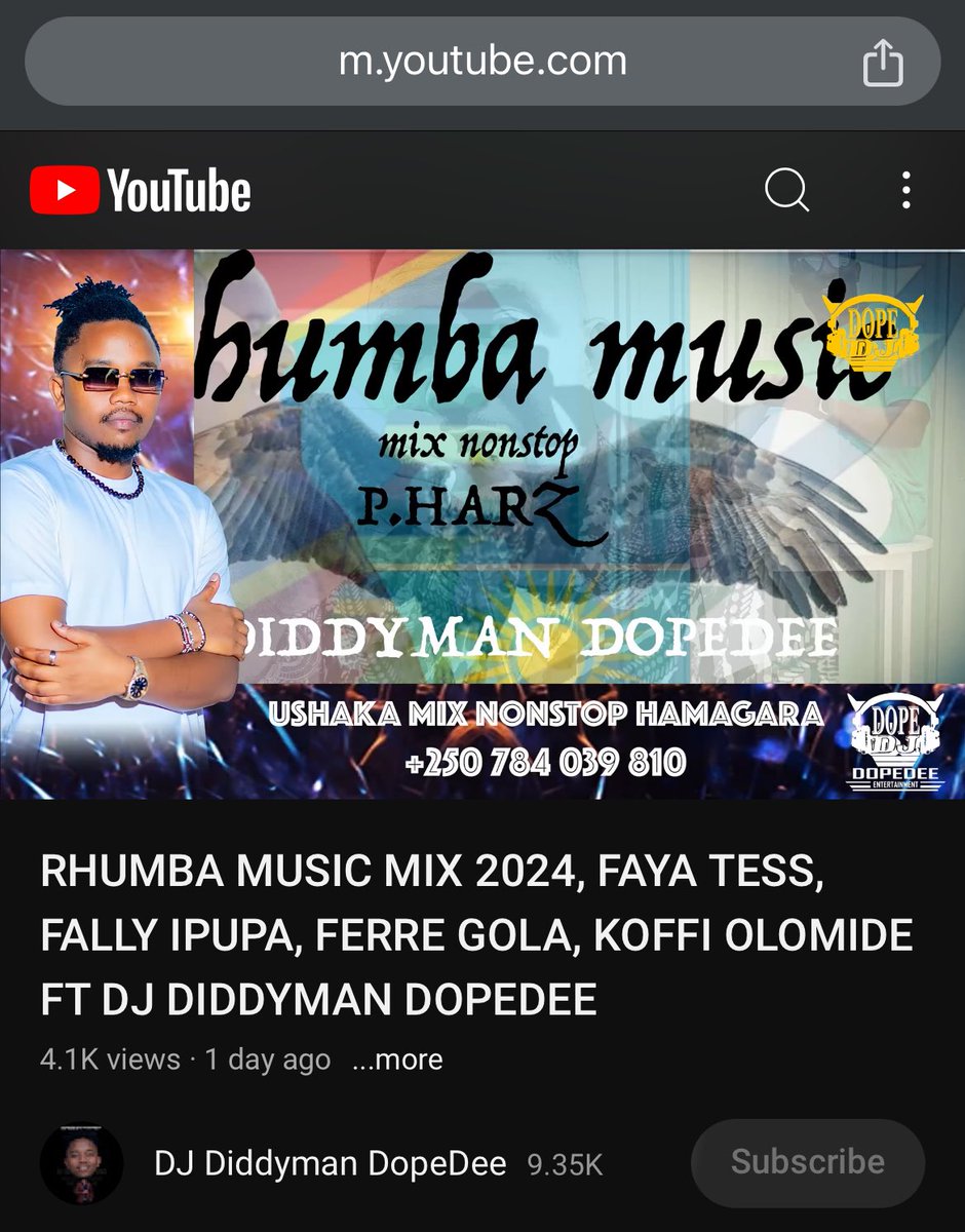 Thank you so much all music lovers especially <a href="/HARZ97485790/">Harz🦅</a> 

This is first time in my life, 4.1k Views in one day 🥹 OMG for sure nishimye cyane kandi God bless y’all.

Love you Congolais and all Africans

Link: youtu.be/SxsCXddEi94?si…