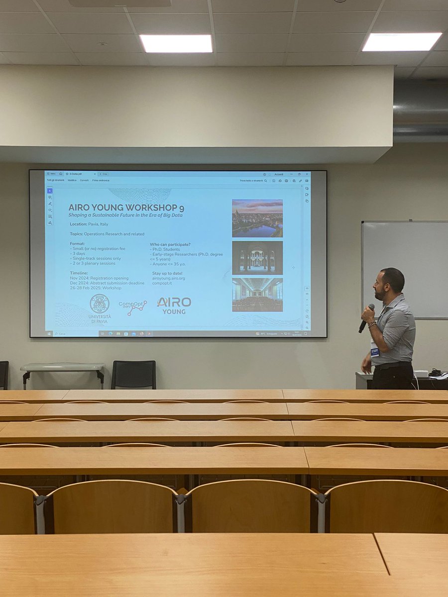 CompOpt (@comp_opt) on Twitter photo During #ORAHS2024 we announced the next AIRO Young Workshop, organized by our lab and hosted in Pavia in Feb 2025. We look forward to welcome the next generation of #orms researchers to our university <a href="/unipv/">Università di Pavia</a>
<a href="/duma_davide/">Davide Duma</a> <a href="/scambiaghi99/">Sara Cambiaghi</a> <a href="/EleonoraVercesi/">Eleonora Vercesi</a> <a href="/similwae/">Simone Milanesi</a> <a href="/AIROyoung/">AIROyoung</a> #AYW9 During #ORAHS2024 we announced the next AIRO Young Workshop, organized by our lab and hosted in Pavia in Feb 2025. We look forward to welcome the next generation of #orms researchers to our university <a href="/unipv/">Università di Pavia</a>
<a href="/duma_davide/">Davide Duma</a> <a href="/scambiaghi99/">Sara Cambiaghi</a> <a href="/EleonoraVercesi/">Eleonora Vercesi</a> <a href="/similwae/">Simone Milanesi</a> <a href="/AIROyoung/">AIROyoung</a> #AYW9