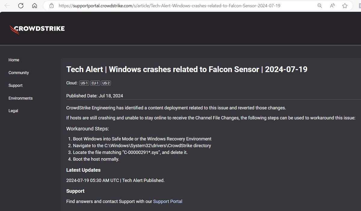 Prem432's tweet photo. @TimesNow This is because Crowdstrike auto update https://t.co/Izey5tpC1M