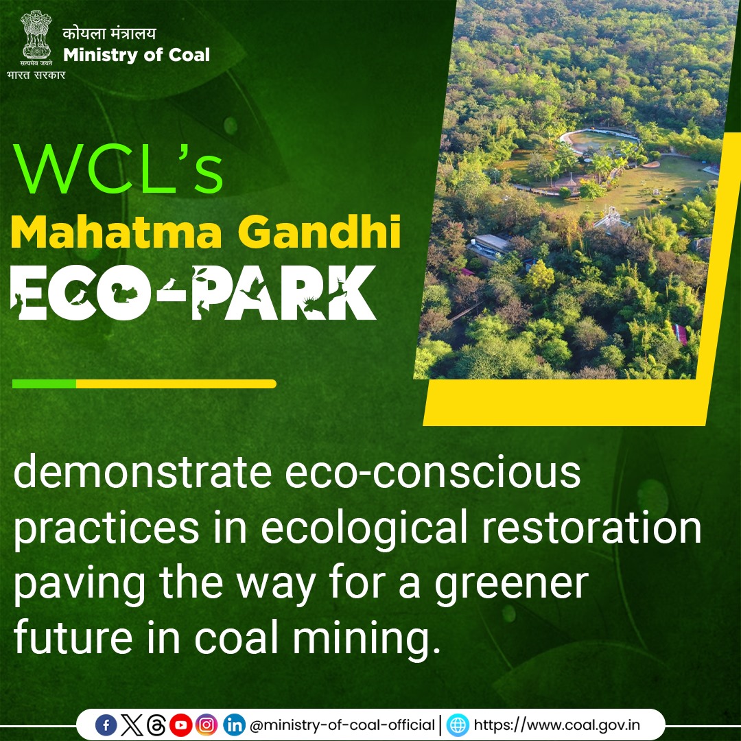WCL's Mahatma Gandhi Eco-Park serves as an example of sustainability and mine tourism.  People can enjoy a scenic toy train ride &amp; explore eco-friendly practices like solar energy and rainwater harvesting, all by integrating environmental care with coal mining.